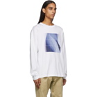 Fumito Ganryu White and Blue Graphic Long Sleeve T-Shirt