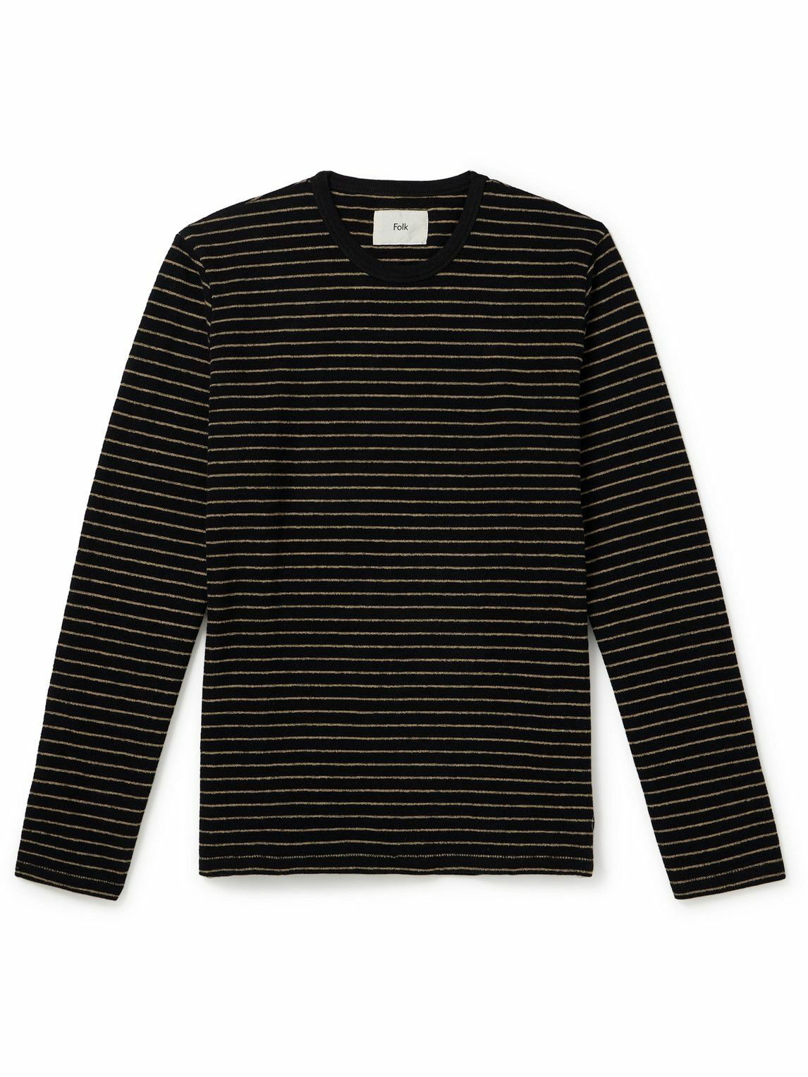 Folk - Striped Cotton T-Shirt - Black Folk