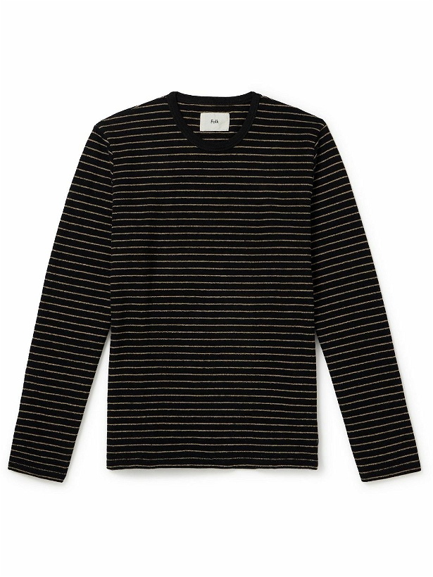 Photo: Folk - Striped Cotton T-Shirt - Black
