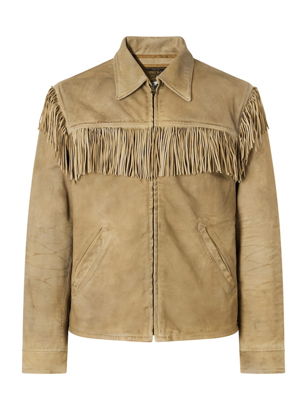 Photo: RRL - Elkhorn Fringed Suede-Trimmed Leather Jacket - Green