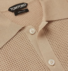 TOM FORD - Open-Knit Polo Shirt - Neutrals