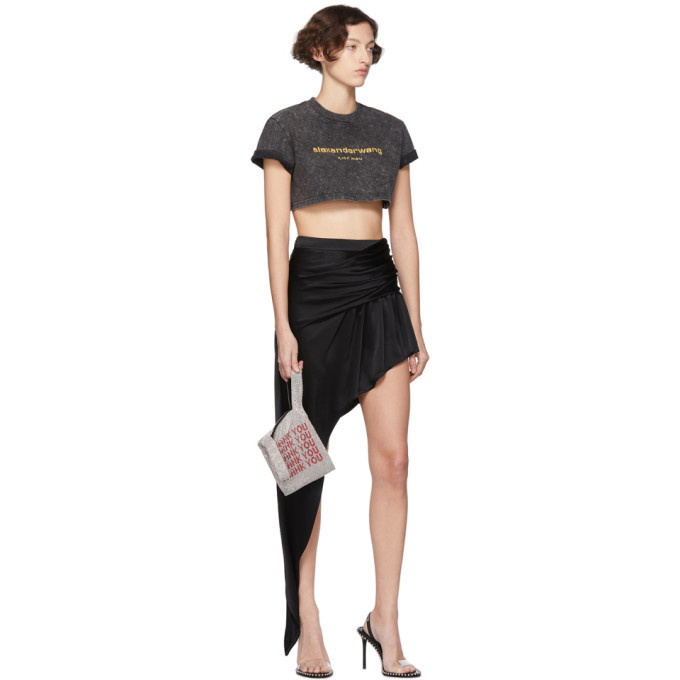 alexanderwang CROP TEE IN ACID WASH JERSEY ACID BLACK - alexanderwang® CA