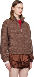 SHUSHU/TONG Brown Stand Neck Pullover Sweater