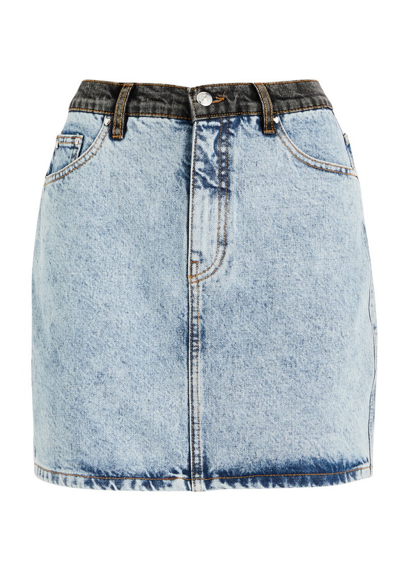 Photo: Rotate Sunday Panelled Bleached Denim Mini Skirt