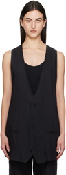 MM6 Maison Margiela Black Crinkled Metallic Tailoring Vest