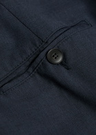 Canali Tapered-leg Wool Trousers Navy