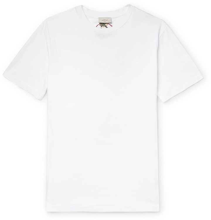 Photo: Altea - Embroidered Cotton-Jersey T-Shirt - White