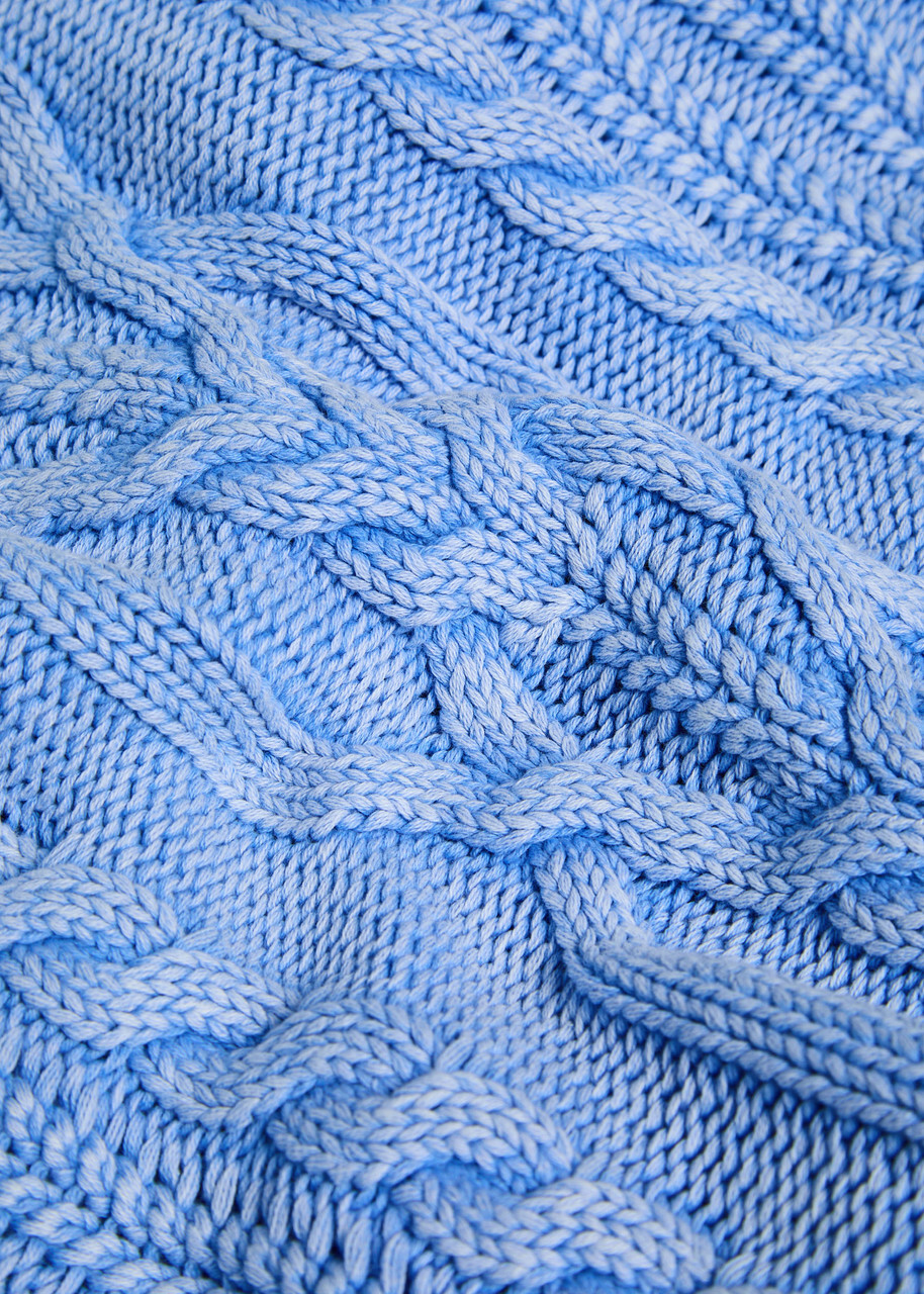 Free People Frankie Cable-knit Cotton Jumper Blue
