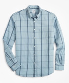 Brooks Brothers Men's Regent Regular-Fit Sport Shirt, Indigo Windowpane | Light Blue