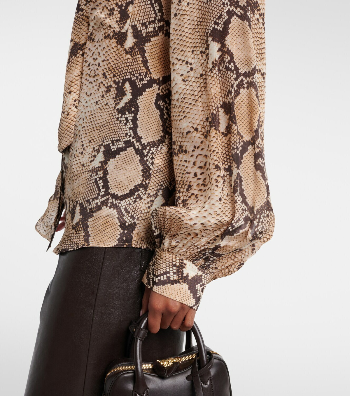 7 For All Mankind Snake-print tie-neck blouse