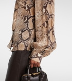 7 For All Mankind Snake-print tie-neck blouse