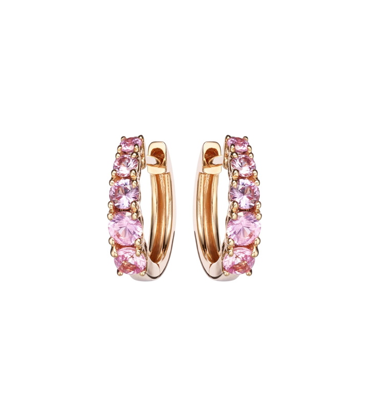 Photo: Anita Ko Graduated 18kt rose gold huggie earrings with sapphires