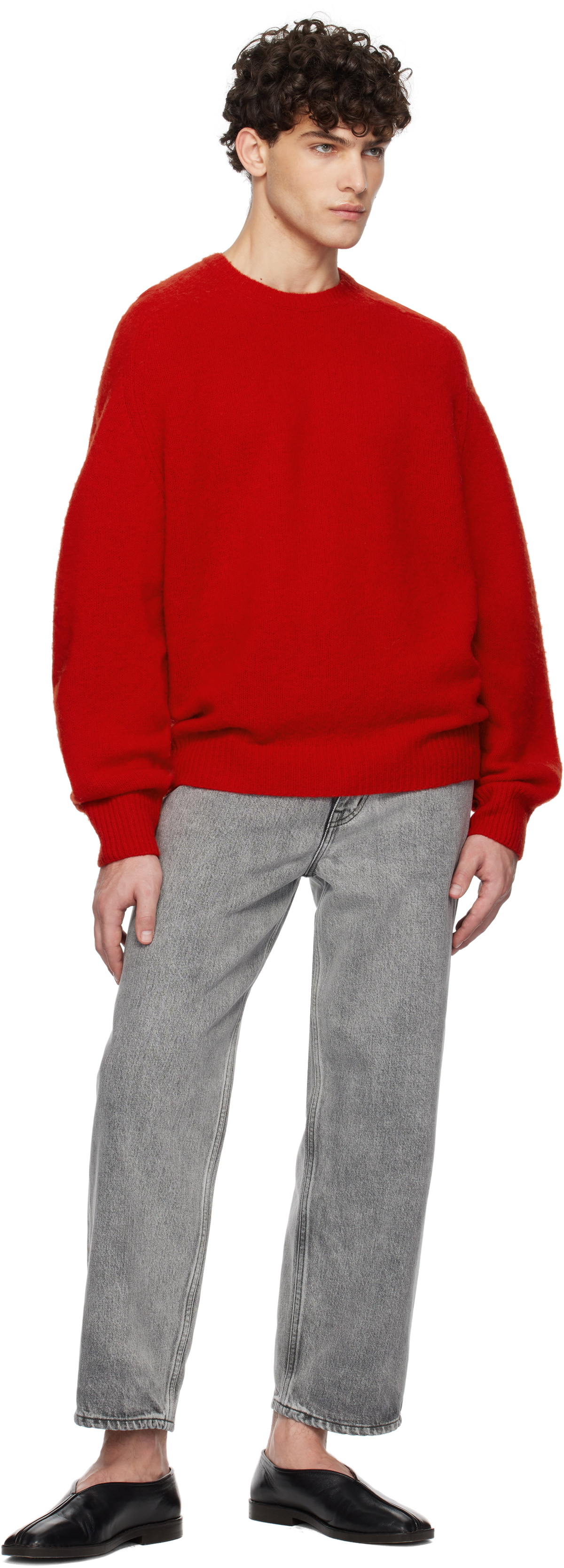 YLÈVE Red Brushed Wool Sweater