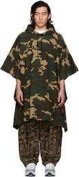 LU'U DAN Green Camo Poncho Coat