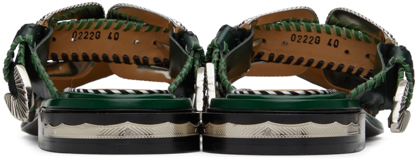 Toga Pulla Green Square Toe Sandals Toga Pulla