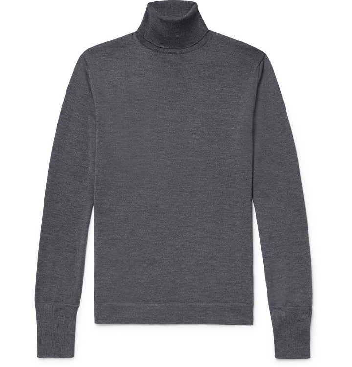 Photo: Officine Generale - Slim-Fit Merino Wool Rollneck Sweater - Men - Dark gray