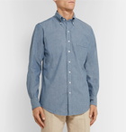 Drake's - Button-Down Collar Cotton-Chambray Shirt - Blue