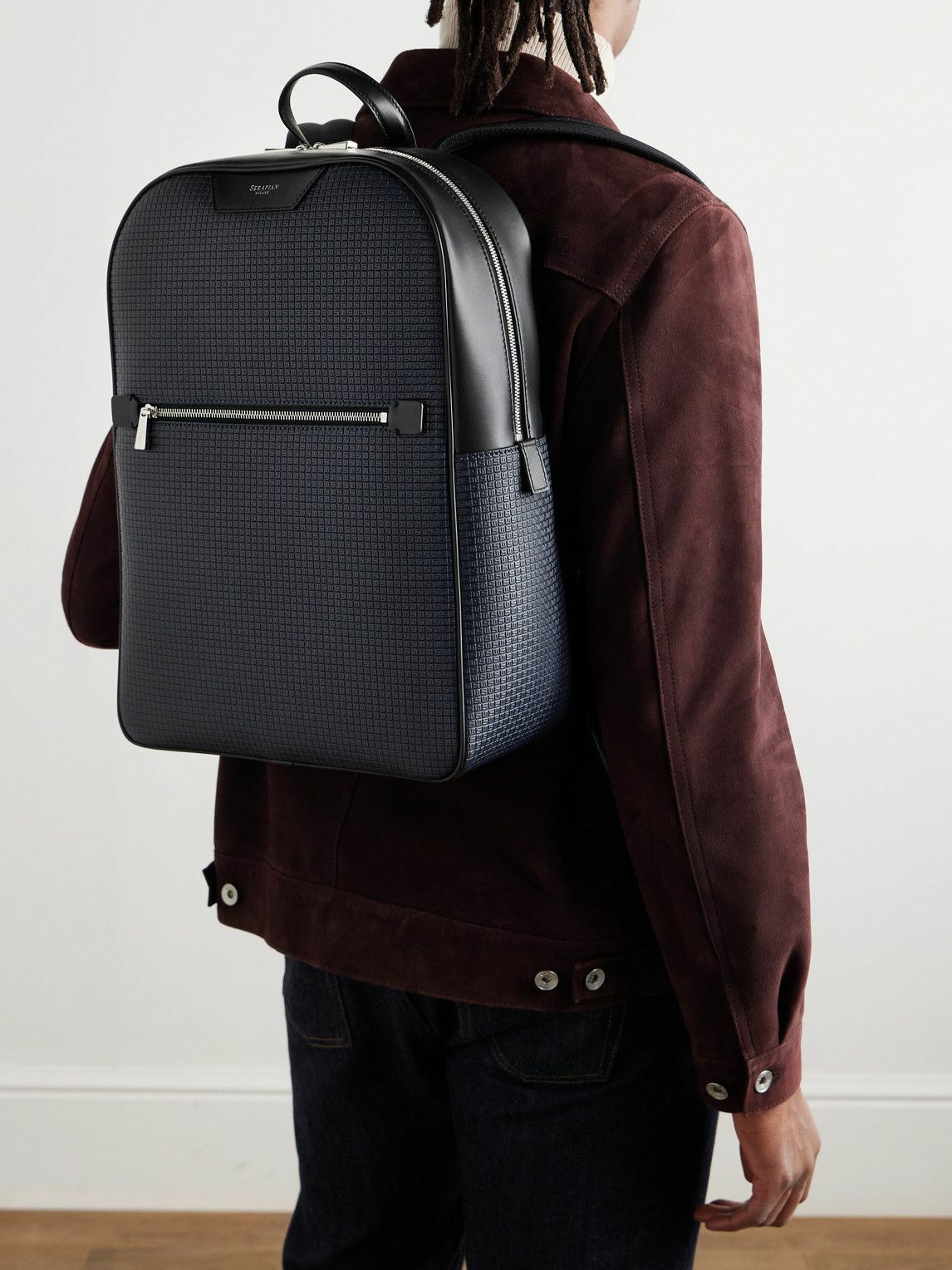 Serapian - Mesh-Trimmed Leather and Stepan Backpack