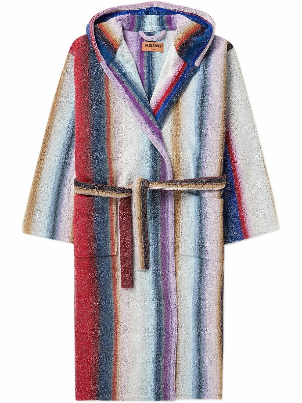 Photo: Missoni Home - Striped Metallic Cotton-Blend Terry Hooded Robe - Multi