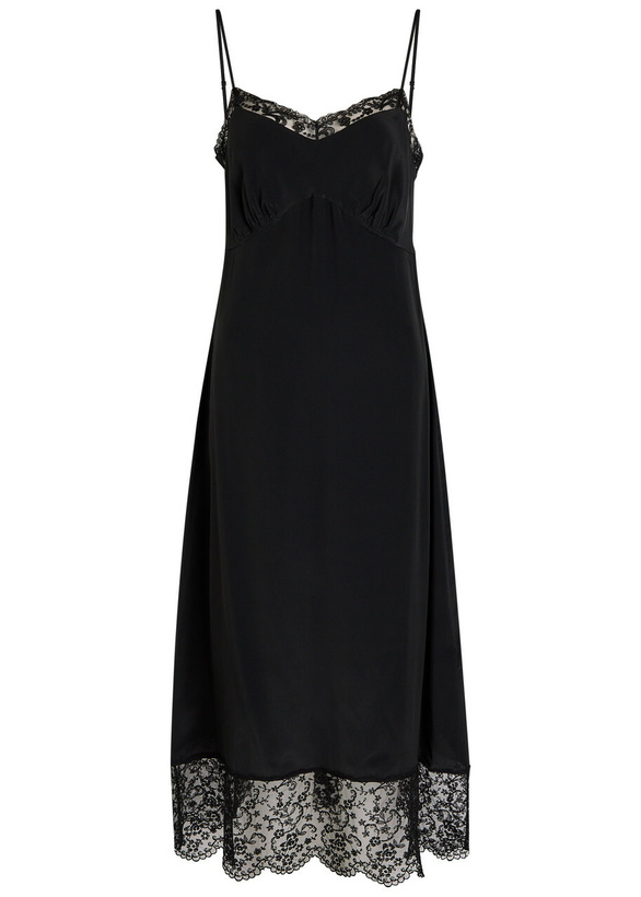 Photo: Simone Rocha Lace-trimmed Crepe-de-chine Midi Dress Black