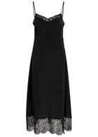 Simone Rocha Lace-trimmed Crepe-de-chine Midi Dress Black