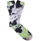 Stüssy - Logo-Embroidered Tie-Dyed Stretch Cotton-Blend Socks - Purple