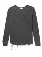 John Elliott - Folsom Distressed Waffle-Knit Cotton T-Shirt - Gray