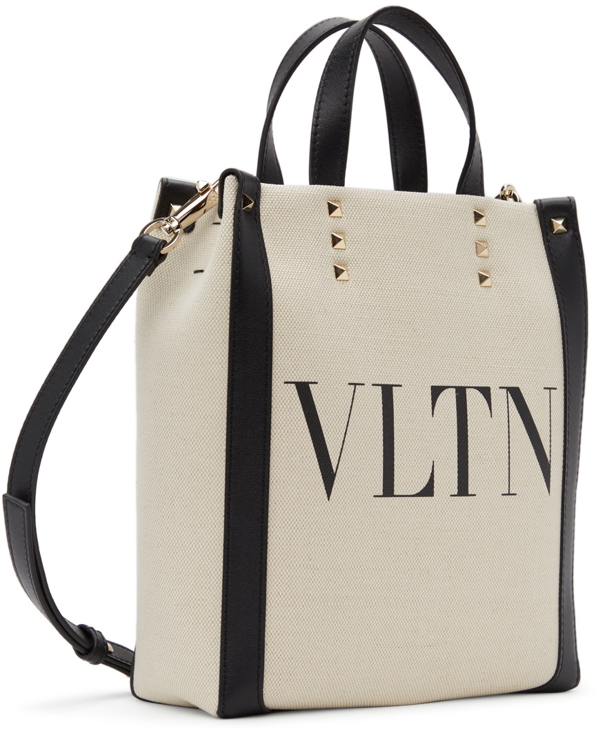 Small Vltn Print Canvas Tote Bag for Woman in Natural