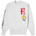 Aries Men's College Cross Grain Crew Sweat in Grey Marl