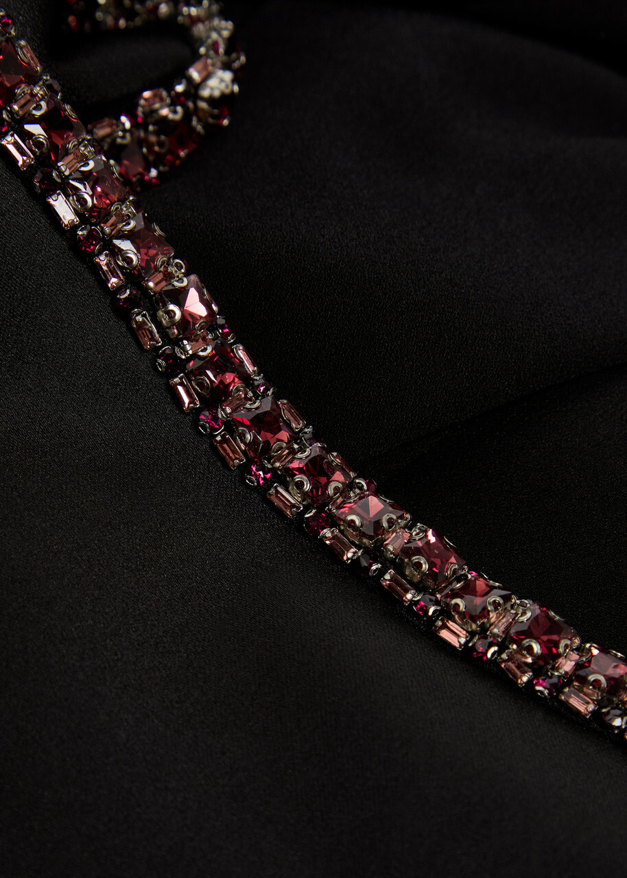 Roland Mouret Bow Crystal-embellished Satin and Crepe Gown Black