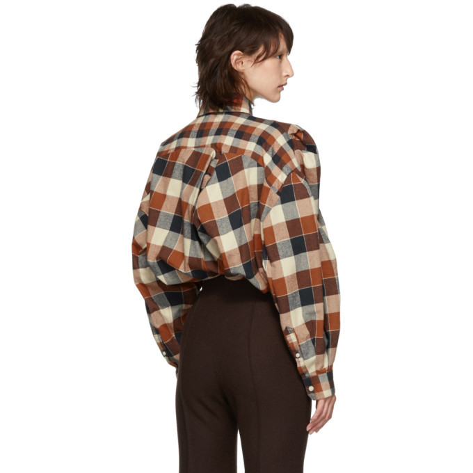 Facetasm Orange Oversized Check Shirt