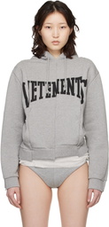 VETEMENTS Gray Cut Up Logo Fitted Hoodie