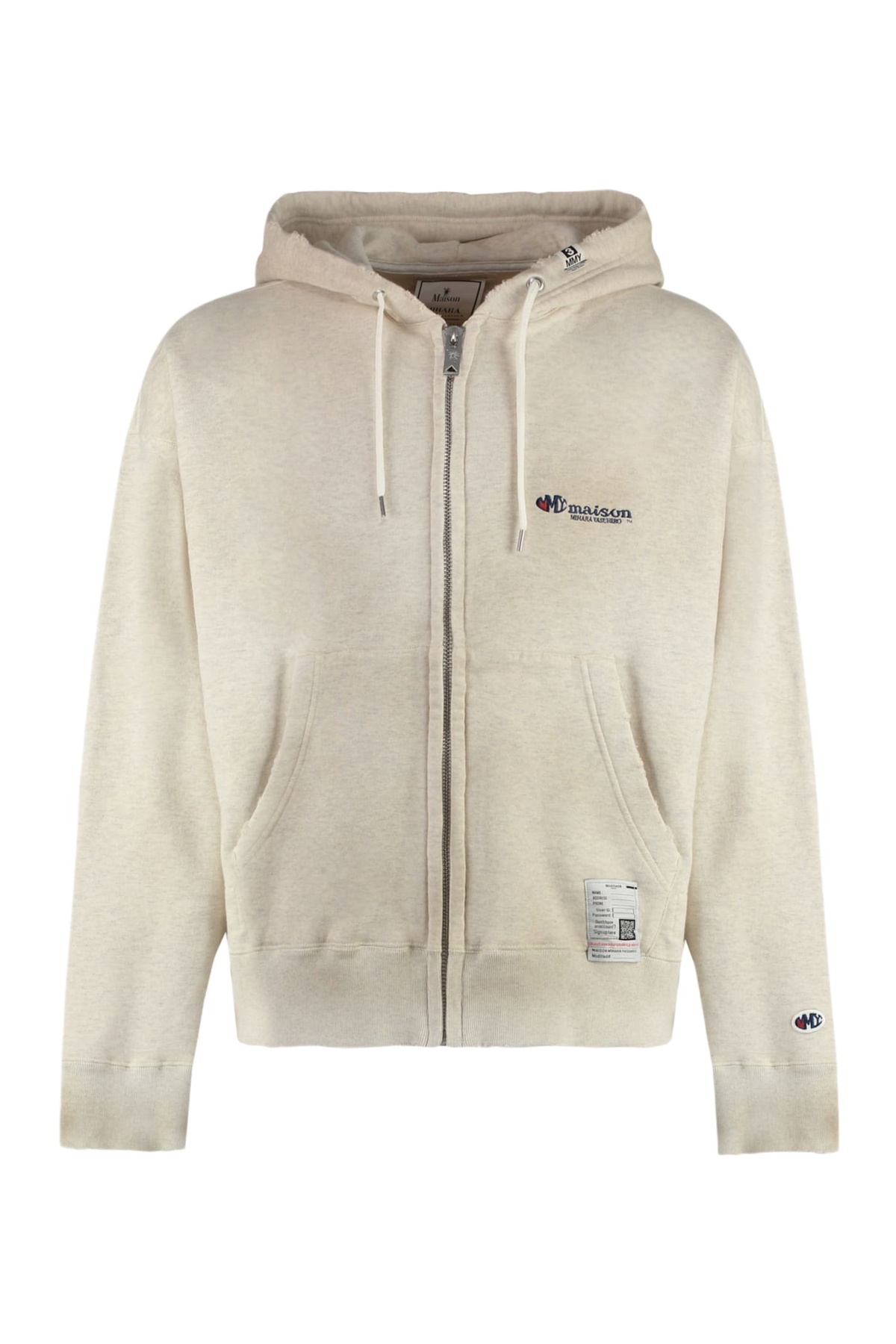 MIHARA YASUHIRO|HOOD/ZIP-UP (I12HD501 DKGRAY) Miharayasuhiro Grey Distressed Zip-Up Hoodie Maison MIHARA