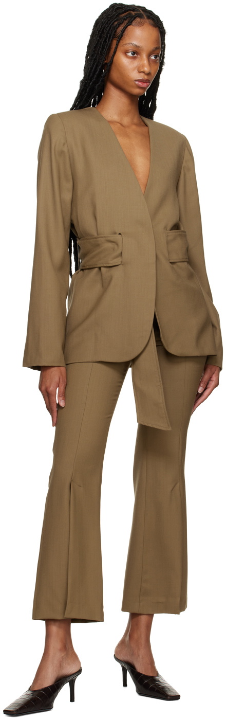 Elleme Khaki Collarless Blazer