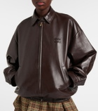 Miu Miu Logo leather jacket
