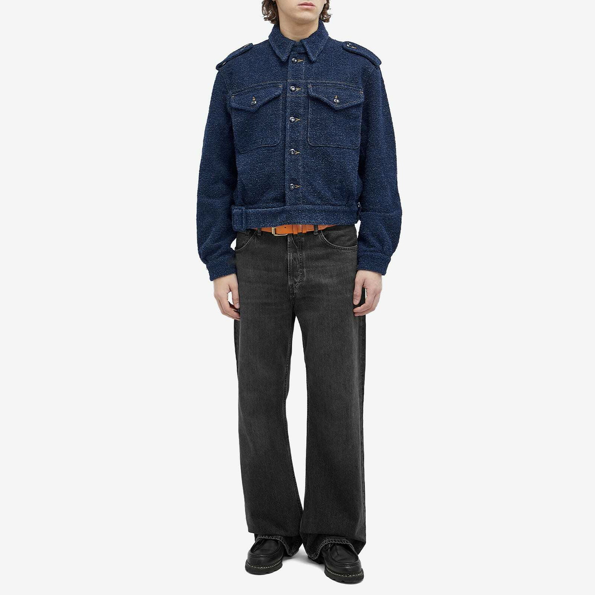 Givenchy Men's Military Denim Jacket in Indigo Blue