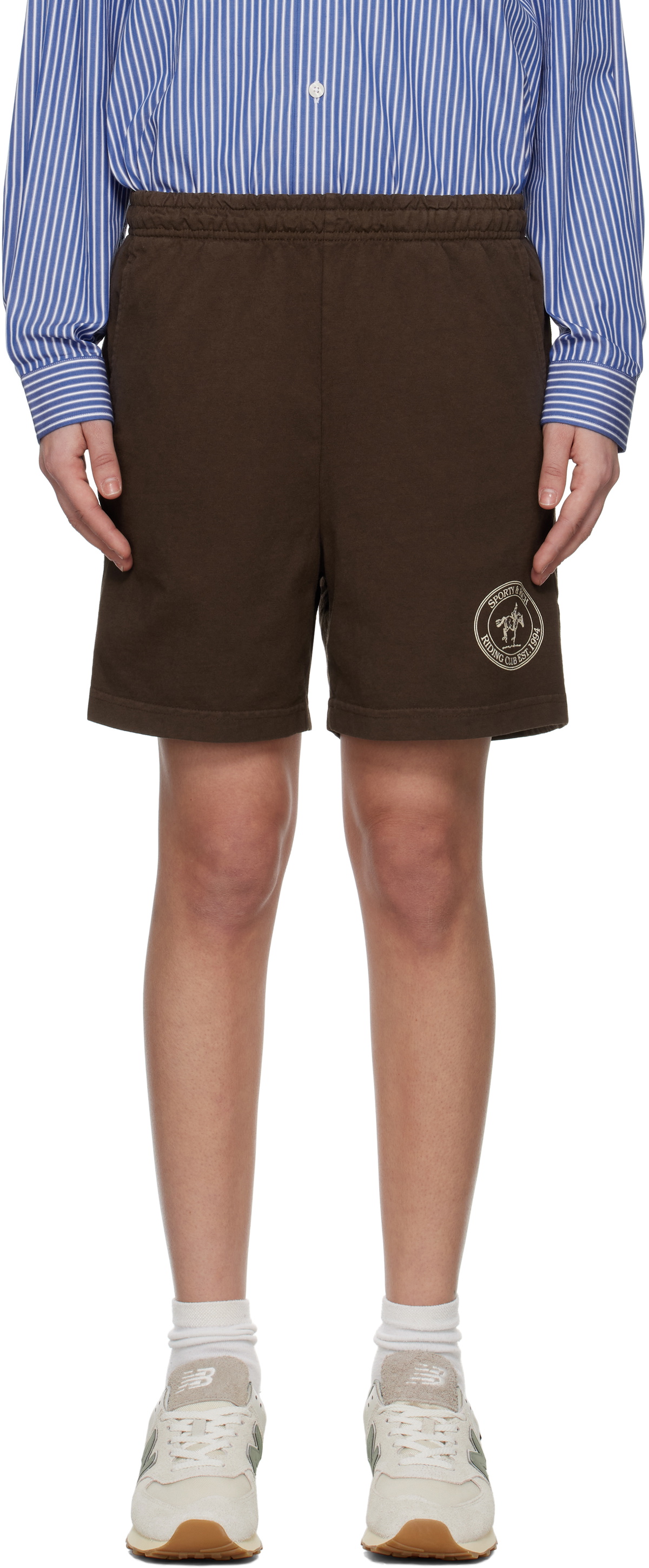 Sporty & Rich Brown 'Riding Club' Gym Shorts