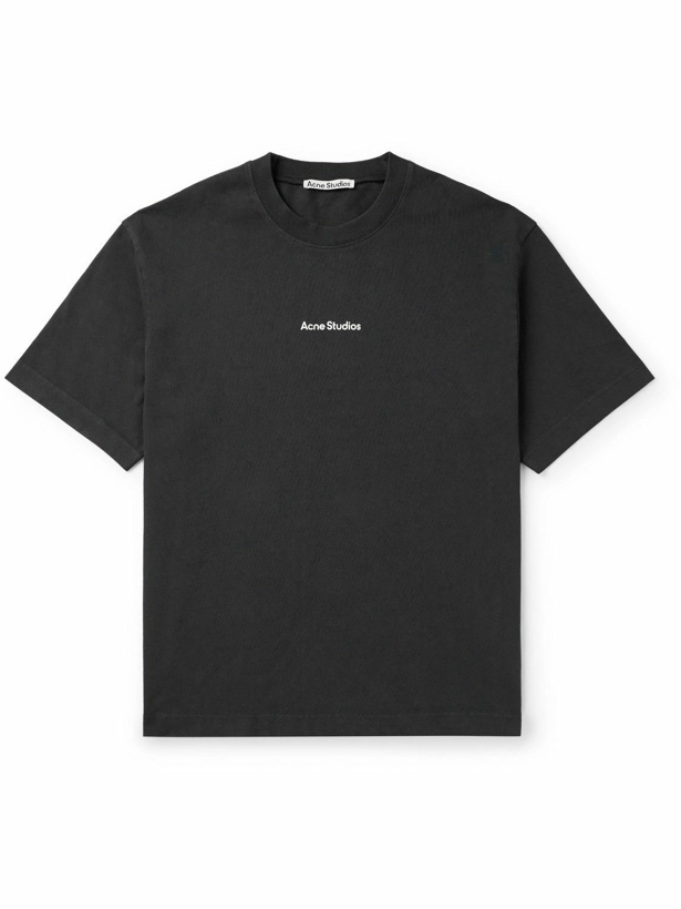 Photo: Acne Studios - Exford Logo-Flocked Cotton-Jersey T-Shirt - Black