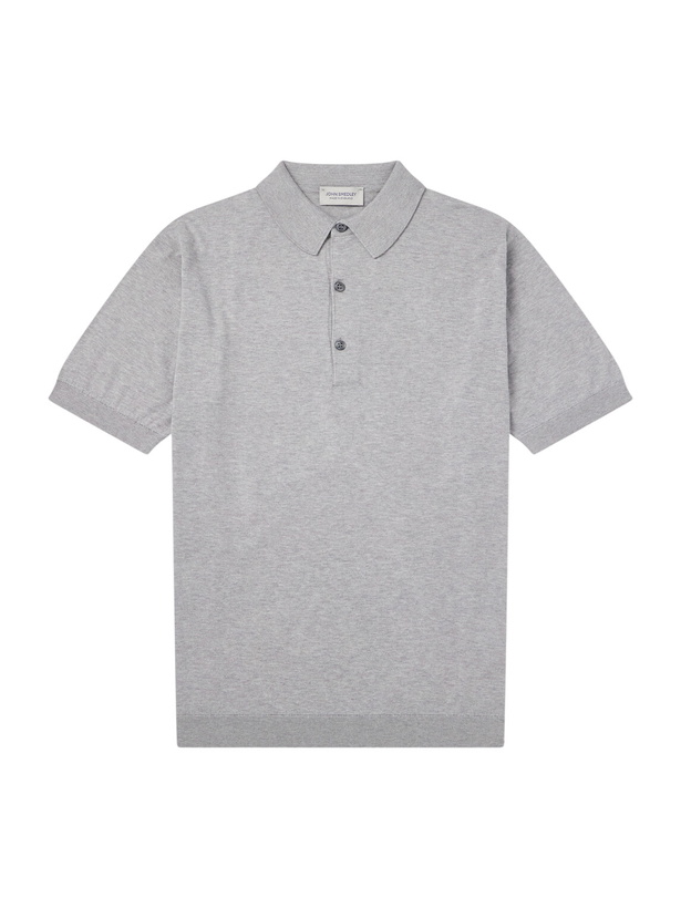 Photo: John Smedley - Adrian Slim-Fit Sea Island Cotton Polo Shirt - Gray