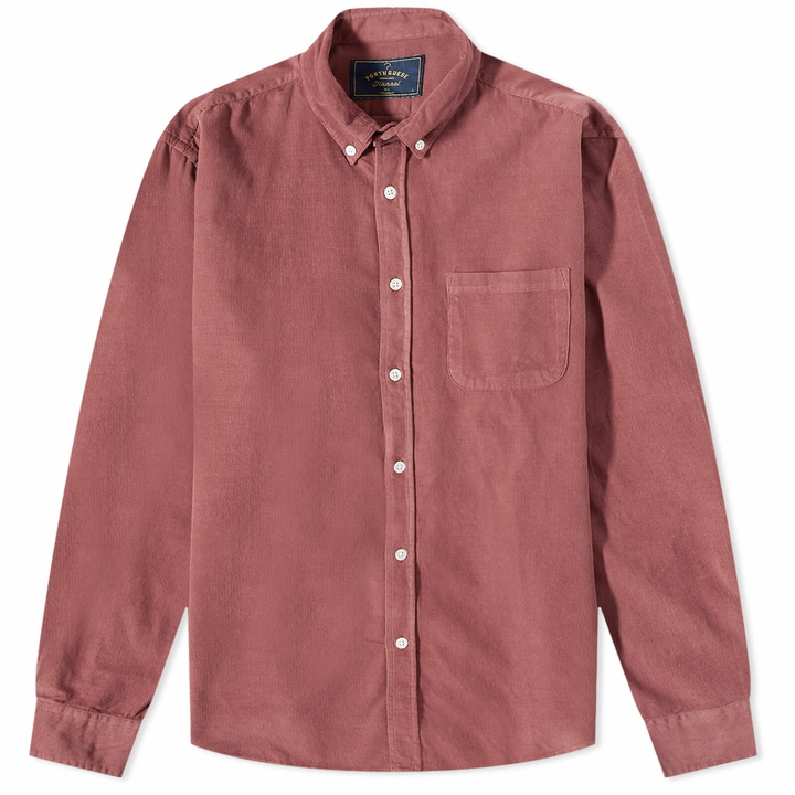 Photo: Portuguese Flannel Men's Cord Buton Down Corduroy Shirt in Bordeaux