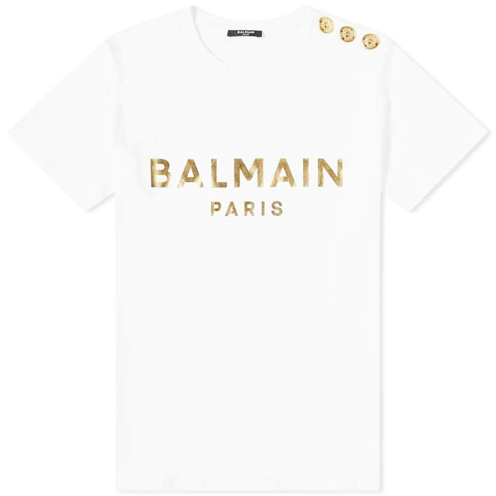 Photo: Balmain Button Detail Logo Tee