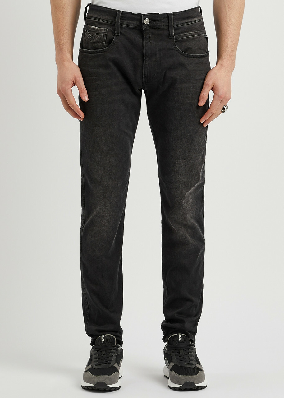 Replay Anbass Hyperflex Clouds Slim-leg Jeans Dark Grey
