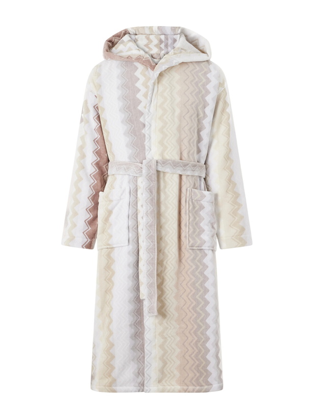 Photo: Missoni Home - Giacomo Striped Cotton-Terry Hooded Robe - Neutrals