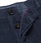 Thom Browne - Navy Slim-Fit Cropped Garment-Dyed Cotton-Corduroy Trousers - Navy