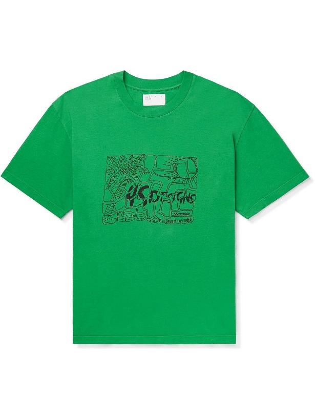 Photo: 4SDesigns - Printed Cotton-Jersey T-Shirt - Green