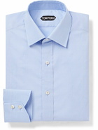 TOM FORD - Slim-Fit Cutaway-Collar Prince Of Wales Checked Cotton-Poplin Shirt - Blue