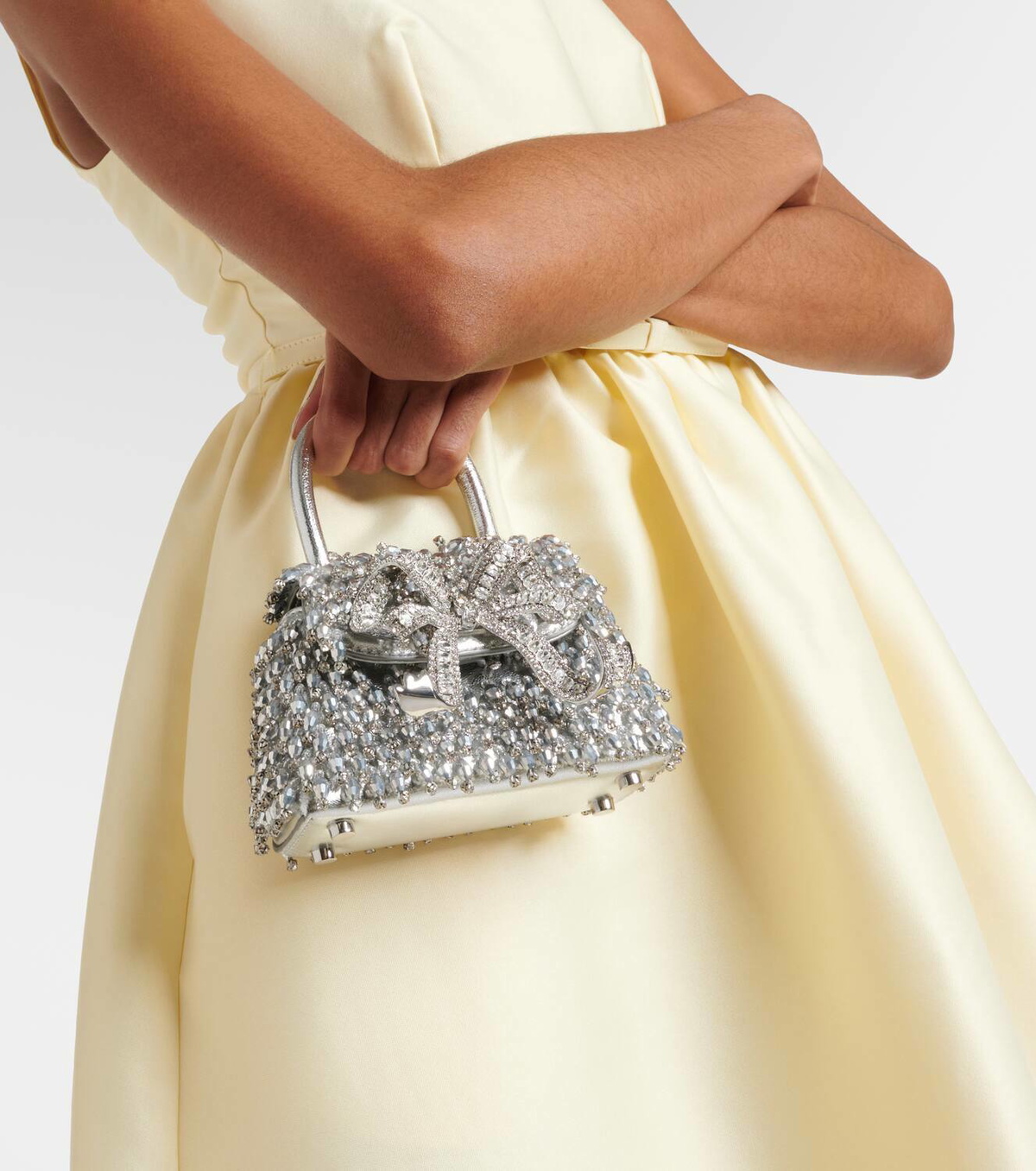 Self-Portrait The Bow Micro embellished tote bag Self-Portrait