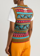 Adidas X Wales Bonner Logo Intarsia Knitted Vest Multicoloured