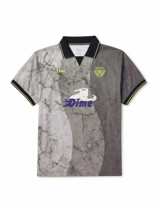 Photo: DIME - Logo-Detailed Printed Mesh Polo Shirt - Gray