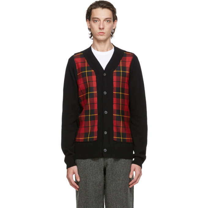 Photo: Comme des Garcons Shirt Black Check Panel Cardigan